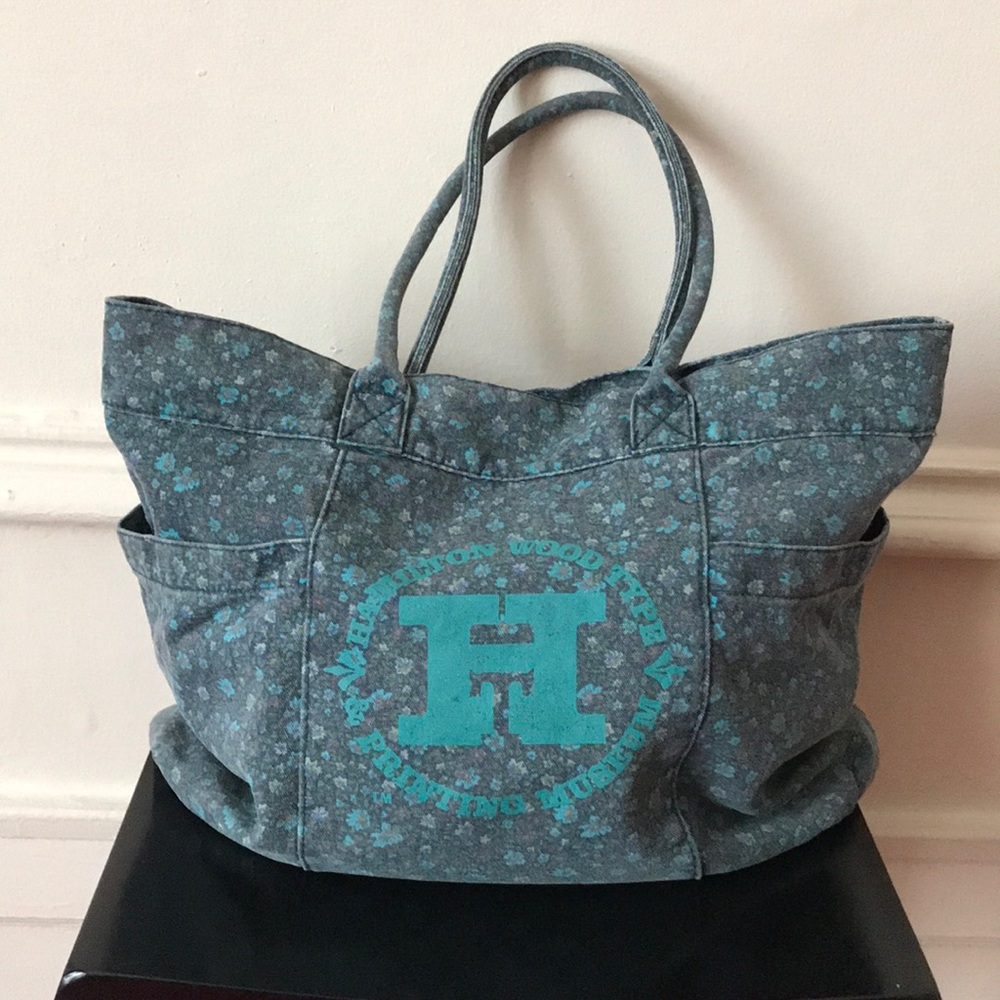 Blue and Green Canvas Tote Bag